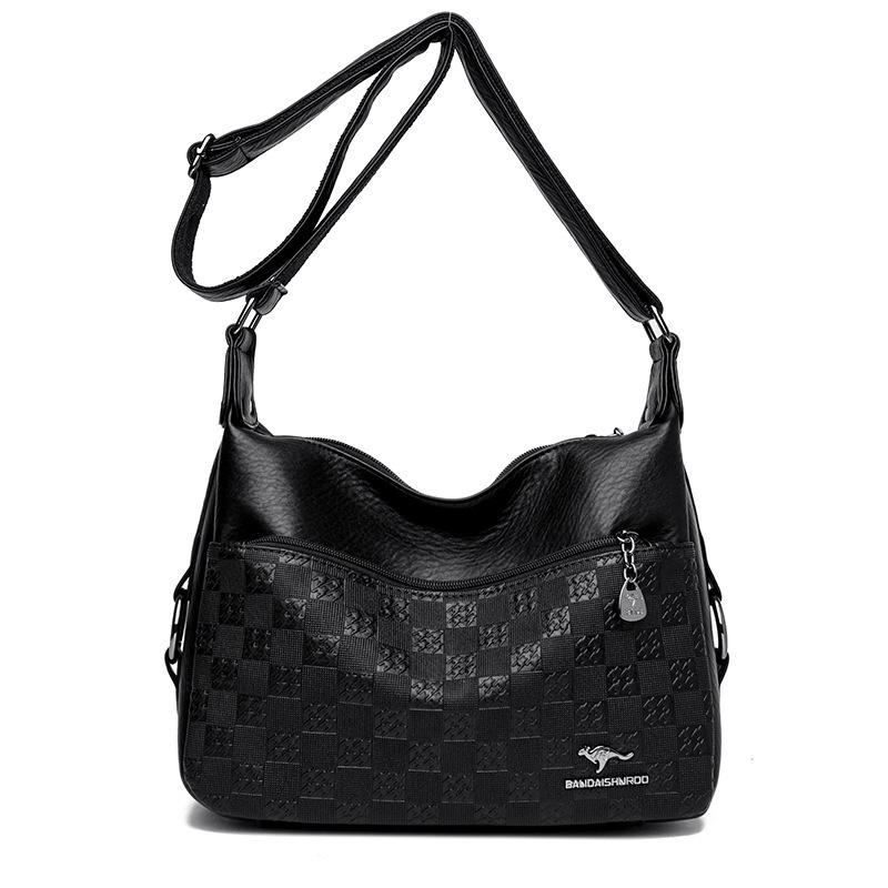 Middle Aged Women's Crossbody Bag New Stone Pattern Small Square Bag Style Simple and Fashionable One Shoulder Crossbody Bag
