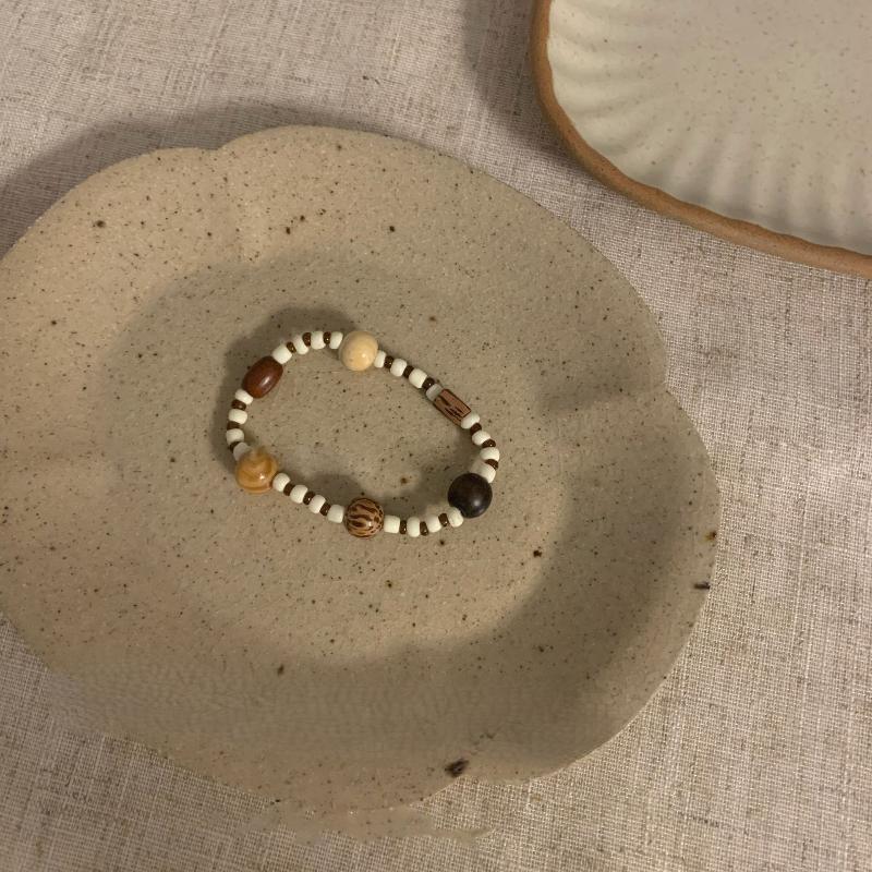 Vintage Pink Brown Beaded Bracelet Unique Stylish Jewelry Gift For Women Friendship Bracelets