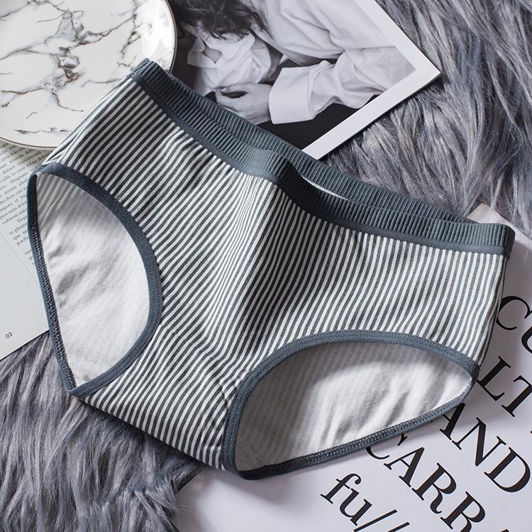 Breathable Ladies Briefs Cotton Midriff Striped Girls Cute Panties Ladies Cotton Women Underpant