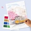 Přenosný akvarelový malířský blok 4 listy omalovánka se štětcem k malování kvašový blok dětské graffiti kreslení obrázků psací potřeby