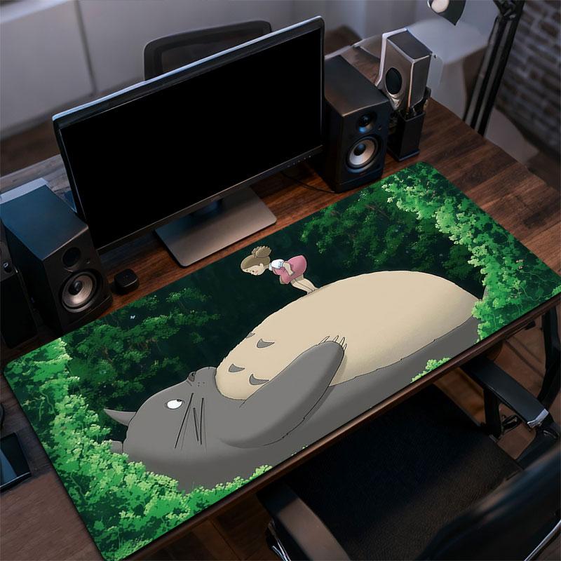 Totoro Cartoon Muismat, Grote Gaming Bureau Mat, Antislip XXL Muismat voor Laptop & Tablet, Mini PC Speelmat met Gestikte Randen