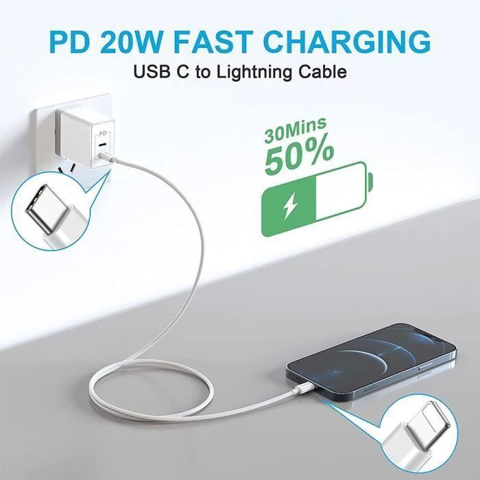 Câble USB C vers Lightning 1 m pour iPhone iPad Pro / Air
