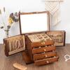 Solid Wood Jewelry Box: High-End Large Capacity for Earrings, Rings, Necklaces - Exquisite Ancient Style for Newlyweds