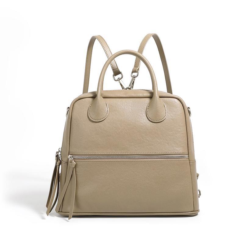 

Женский ретро-многоцелевой рюкзак из натуральной кожи: Коровья кожа растительного дубления, большая вместимость, легкая роскошь для осени/зимы 2024 г. серый