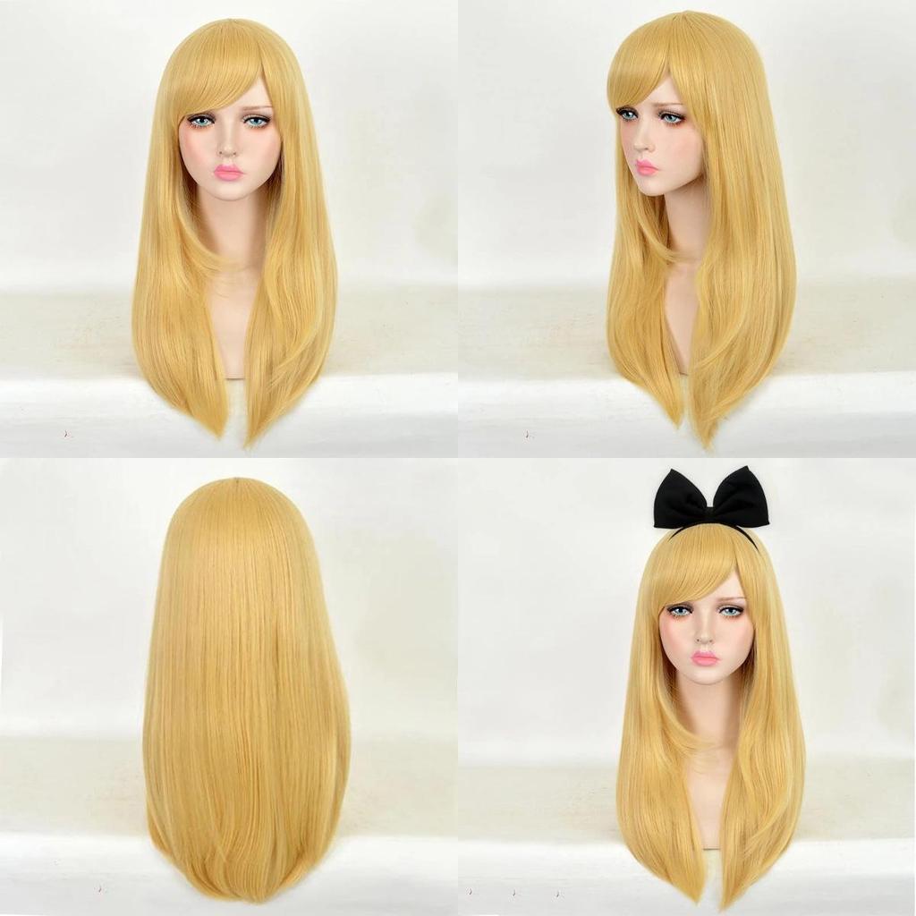 Alice in Wonderland Cinderella Golden Cosplay Wig with Headband