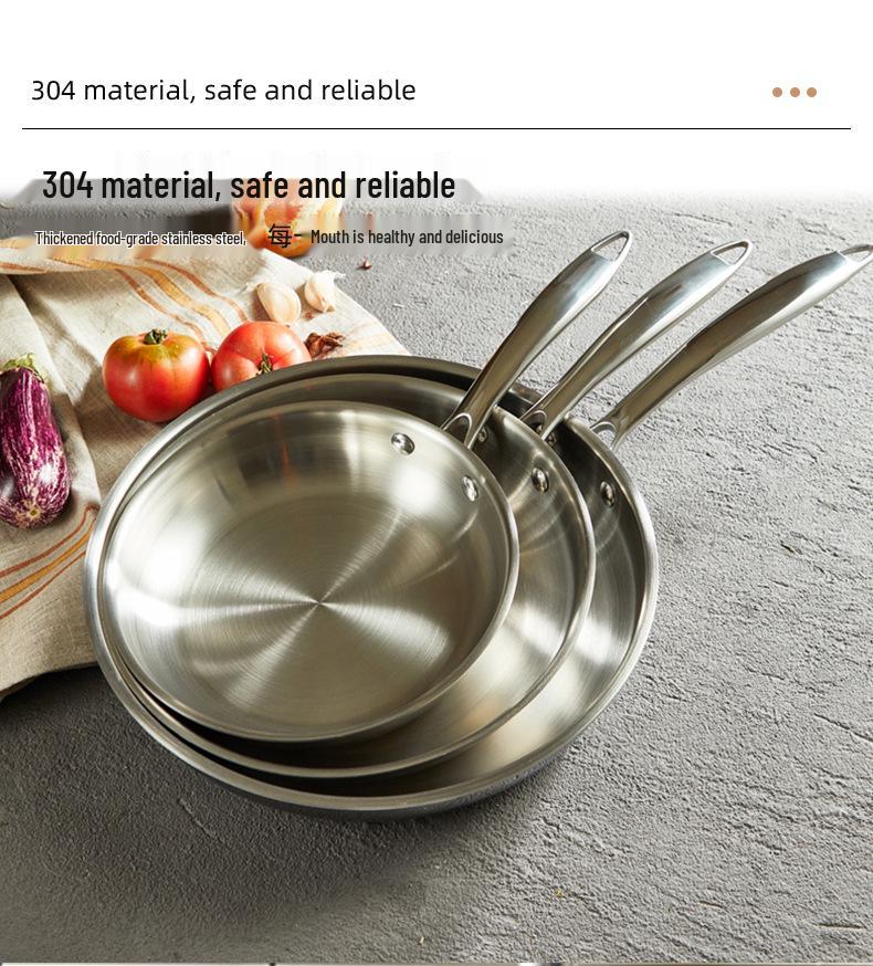 304 Roestvrij Staal Inductie-Compatibele Ongecoate Koekenpan voor Westerse Keuken