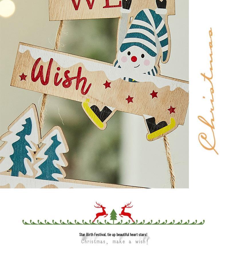 Old Man Snowman Wooden Ladder & Letter Sign Christmas Tree Ornaments for Door & Window Decorations