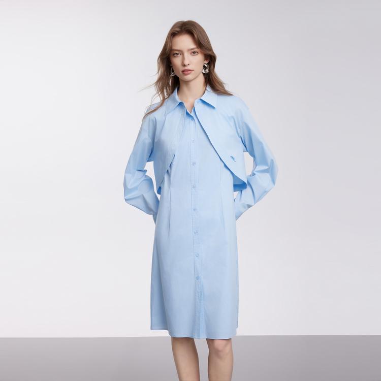 Elle Design Faux Two-Piece Long Sleeve Dress Women dress Blue EL50908