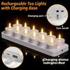 Rechargeable Tea Lights Candles with Remote Timer, 12 Pcs Tea Lights Candles Battery Operated with Charging Base, LED Flameless Candles Table