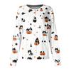 Women's Halloween Print Long Sleeve Button Front Cardigan for Costume Party and Casual Outwear