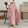 And Thin Womens Summer Cotton Linen Cropped Wide Leg Pants With Embroidered Artistic Retro Embroidery Ethnic Style Loose Casual Pants For Women