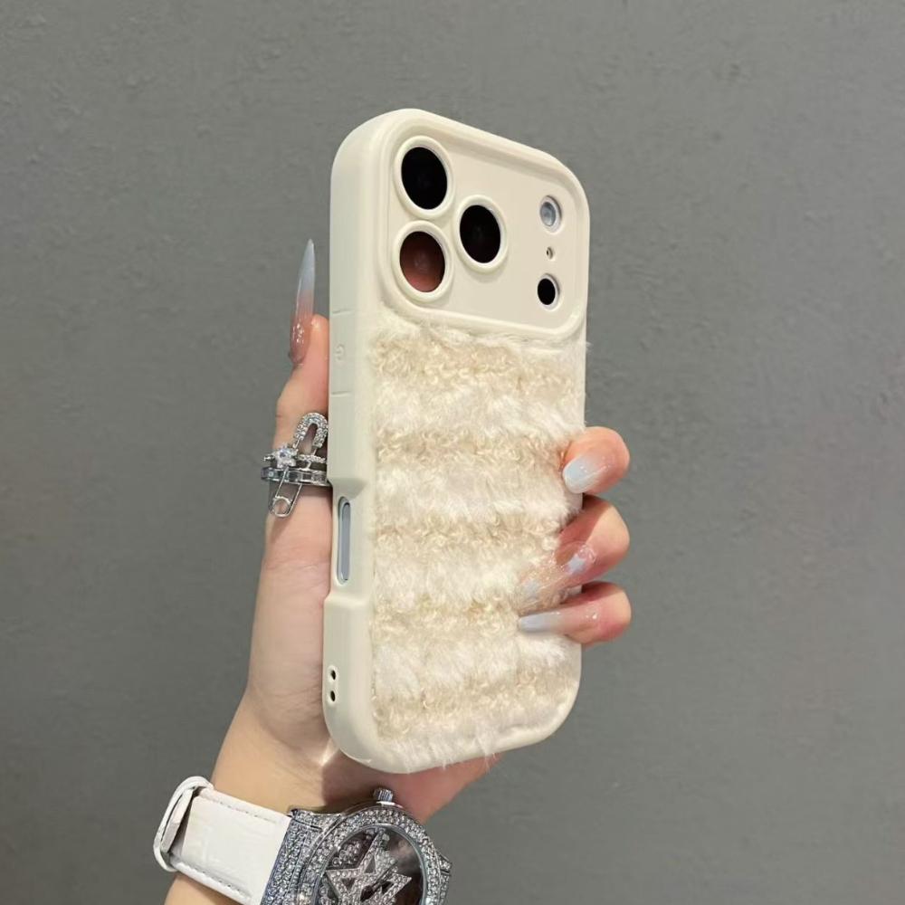 Soft Plush Fur Fluffy Phone Case For iPhone 17 Air 13 14 15 11 12 Pro 16 17 Pro Max Furry Warm Shockproof Lens Protection Cover