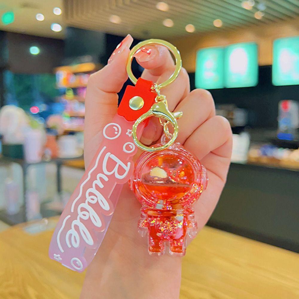 Sugar Beans Cartoon Space Man Pendant Acrylic Floating Oil Liquid Keyring  Student