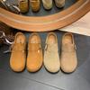 2025 Autumn Women's Light Brown Buckle Beanie Shoes Casual Flats Ins Trendy Student Versatile Retro Grandma Shoes