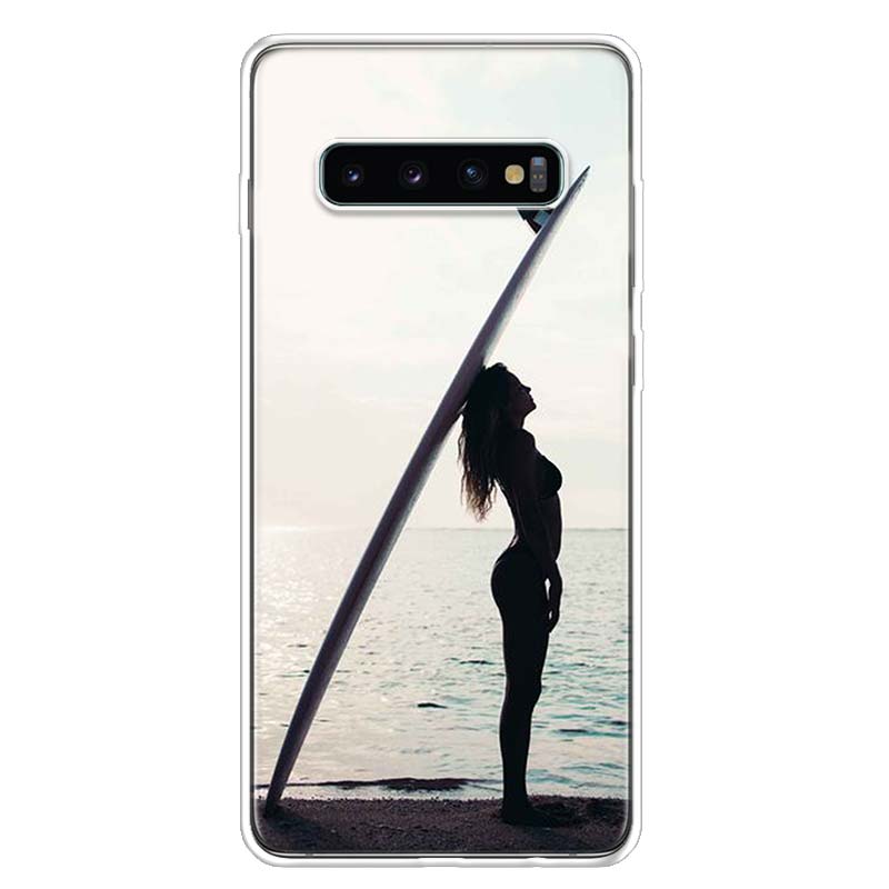 Surfboard surfing art surf Girl Phone Case For Samsung Galaxy S25 S24 S23 Plus S22 Ultra S21 S20 FE S10 + S25 Edge Funda Shell C
