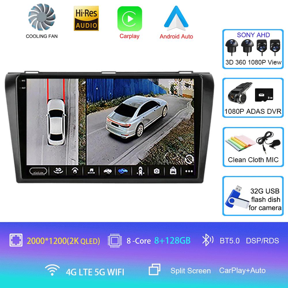 Android 14 Video Player Car Radio For Mazda 3 2004 -2009 2din with BOSE Multimedia Player Carplay Stereo GPS Head Unit