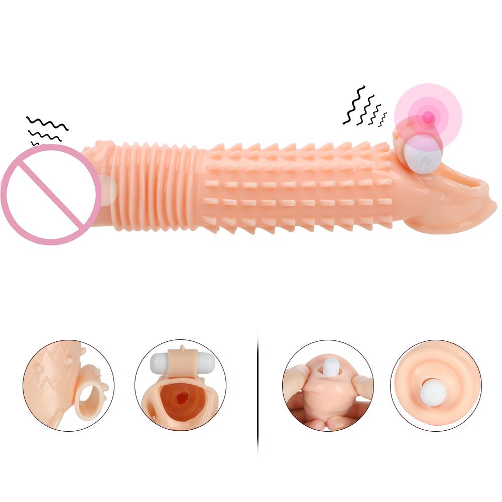 Adults Products Penis Enlargement Condoms Vibrating Dick Sleeve Sex Toys For Men Erotic Reusable Extender Delayed Ejaculation