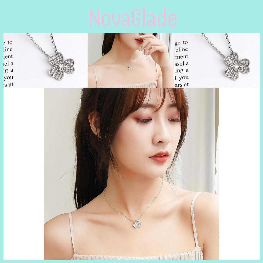 Elegancki naszyjnik z koniczynką i błyszczącym wisiorkiem z cyrkonii dla kobiet Stylowa biżuteria