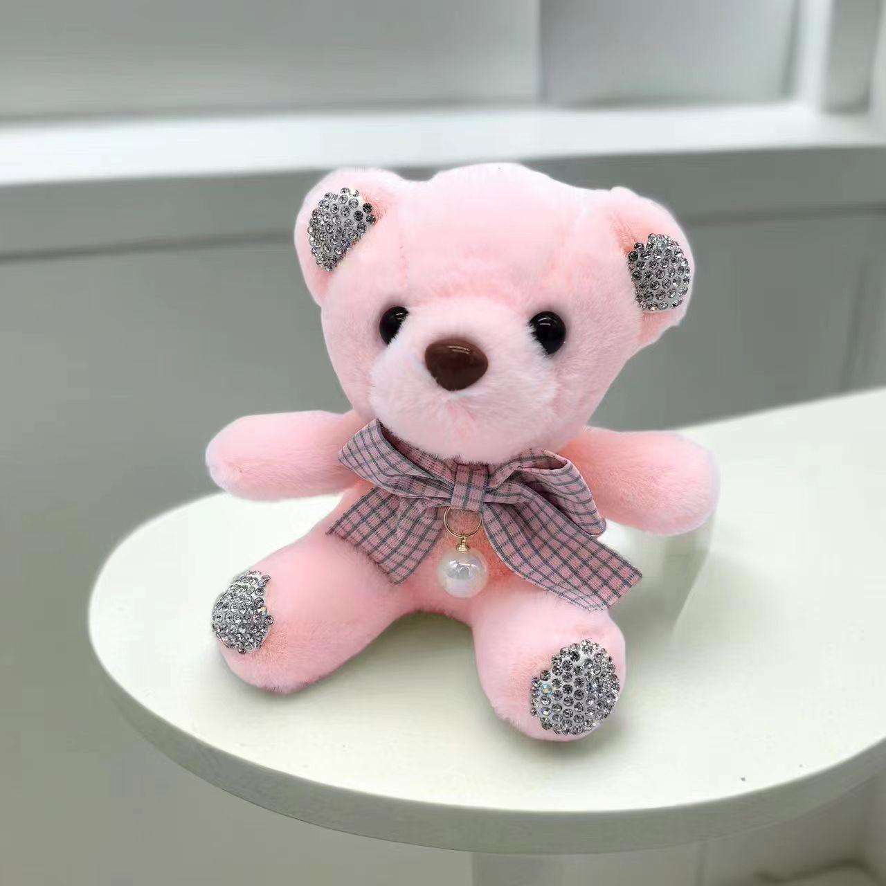 

Очаровательный брелок ручной работы в виде плюшевого мишки с галстуком-бабочкой – модное украшение для женской сумки 12 cm розовый