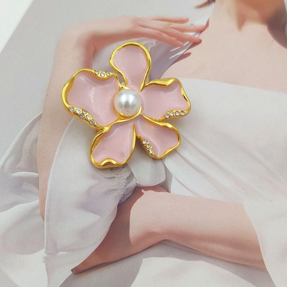 

Beautiful Pink Floral Buttons 24mm/34mm Gold Color Metal Flower-shaped Shank Buttons for Women s Clothing 34mm рожевий