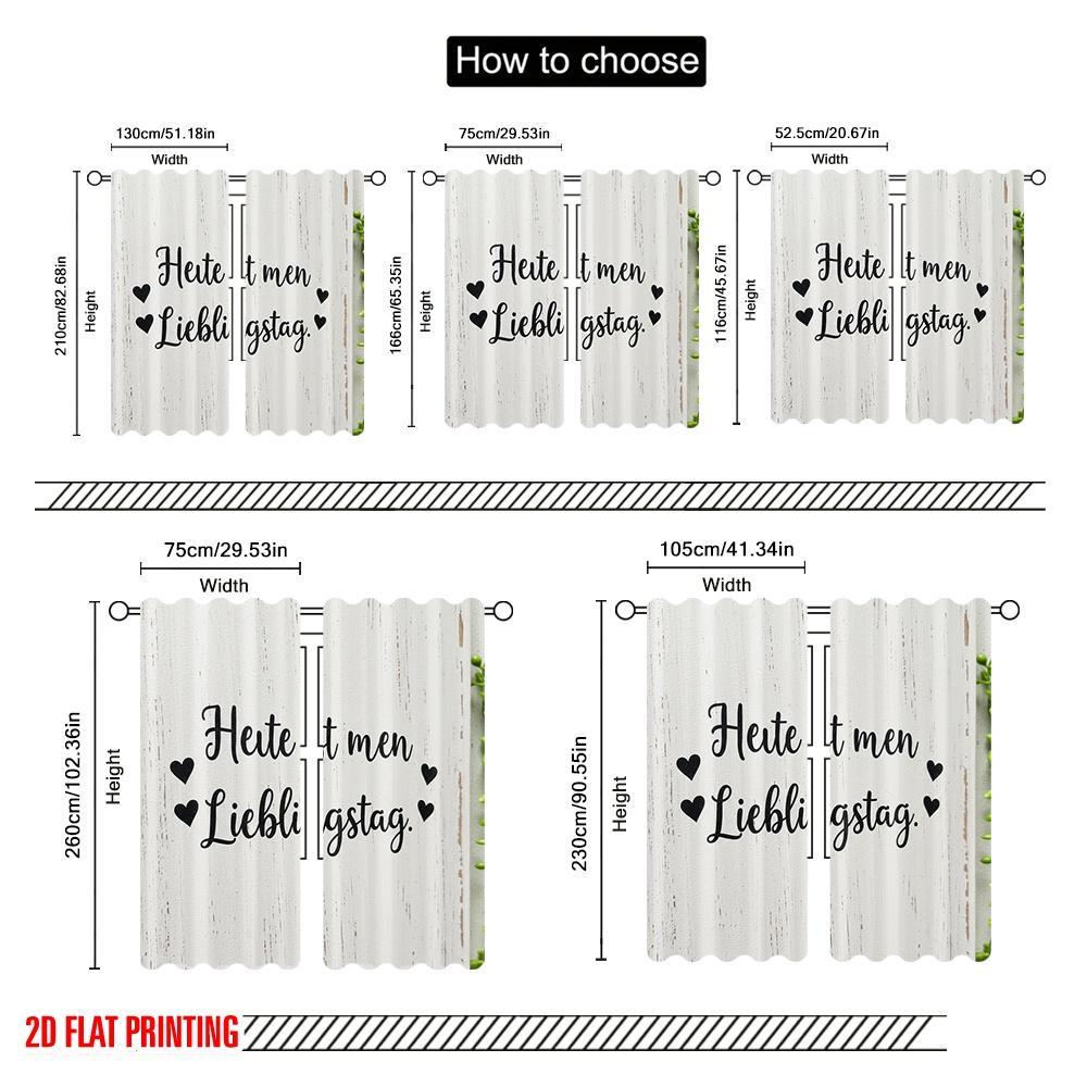 2 szt. płaskie drukowanie 2D Zasłony imprezowe Mój ulubiony dzień Poliester Bez elektryczności Świąteczne zasłony do klasy biura