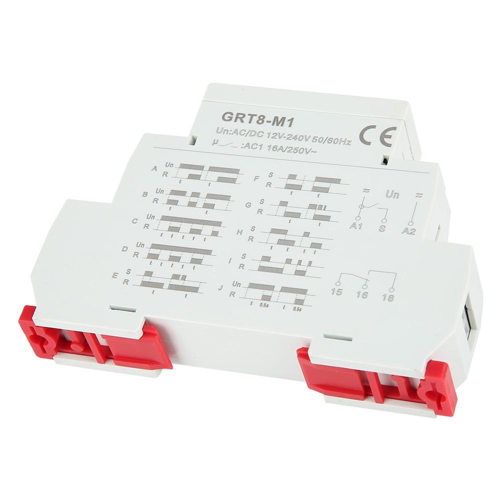 GRT8-M1 Multifunctional Delay Time Relay with 10 Functions DIN Rail Mount AC/ 12V~240V Multifunctional Delay Relay Delay Relay