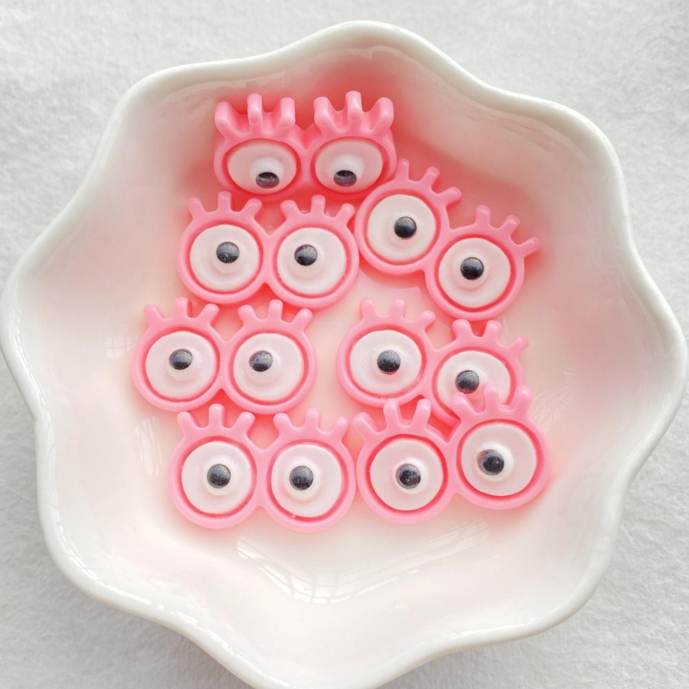 20pcs Colorful Kawaii Cartoon Animal Eyes Series Flat back Resin Scrapbooks Figurines DIY Decor Crafts
