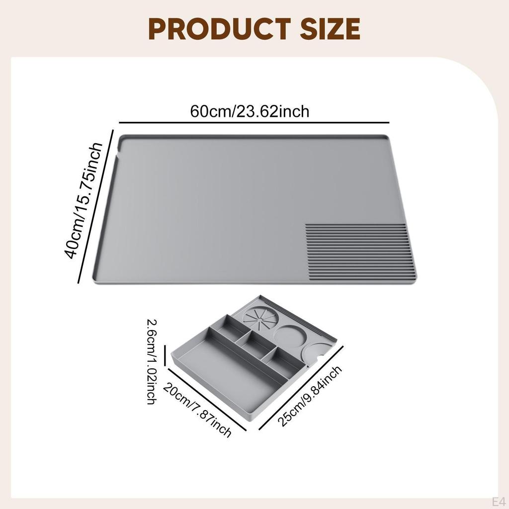 Coffee Bar Mat Pad Mug Holder Accessory with Raised Edges Non Slip Removable Tamper Tool Box