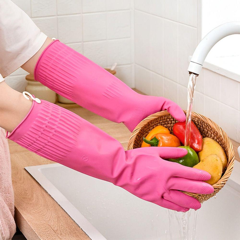 Pink Cleaning Gloves Non-slip Laundry Gloves Durable Kitchen Gloves  Cleaning Supplies