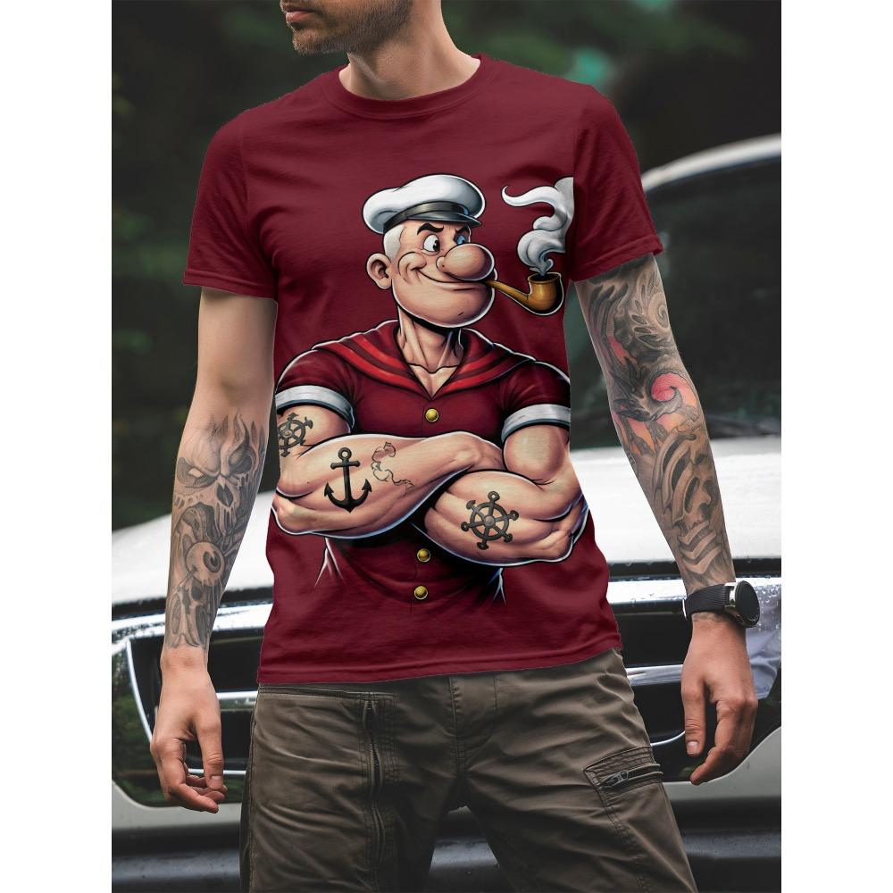 Men s Casual Daily Tshirt for Halloween and The Day of The Dead Theme Humorous Pattern Printed Top Casual Round-neck Top for Men M