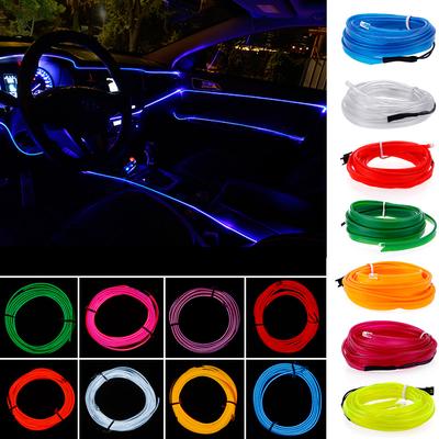 1M/2M/3M/5M Car Interior Lighting Decorative Lamp EL Wiring Neon Strip Auto DIY Flexible Ambient Light USB Party Atmosphere Lamp