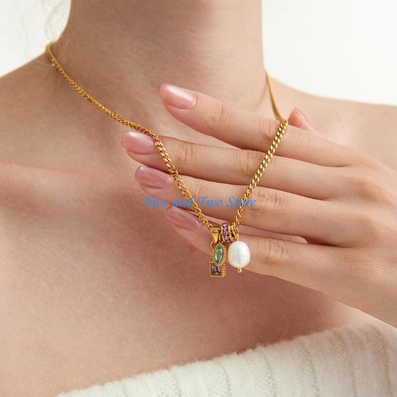 HX6F Classical Zircon Circle Necklace Stainless Steel Build Elegant and Sturdy Charm CN