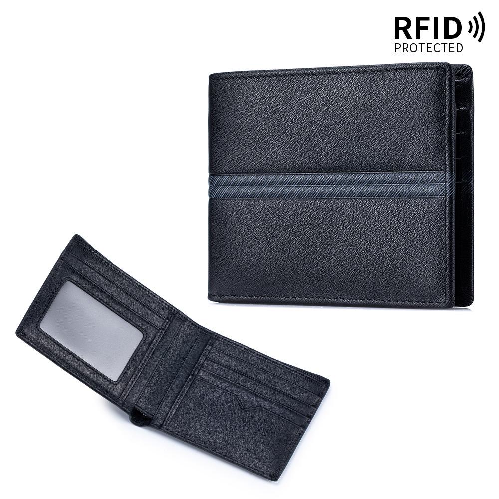 Herren Top Layer Rindsleder Gestreifte Brieftasche - Perfektes Geschenk für Vater, Ehemann oder Freund zum Geburtstag