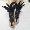 1PC Embroidery Feather Long Gloves Lace Wedding Gloves Gothic Mesh Sleeve  Party Wear