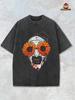 Skull and Sunflower Graphic  Halloween Oversized Unisex Streetwear Tee Unisex T-Shirt