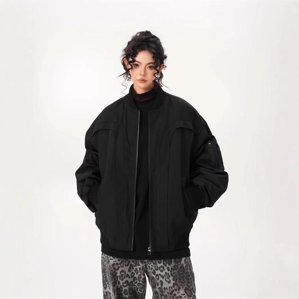 Giacca Bomber Pilota Americana Retrò Primavera/Autunno 2026 - Corta Decostruita Streetwear Baseball Giacca Esterna