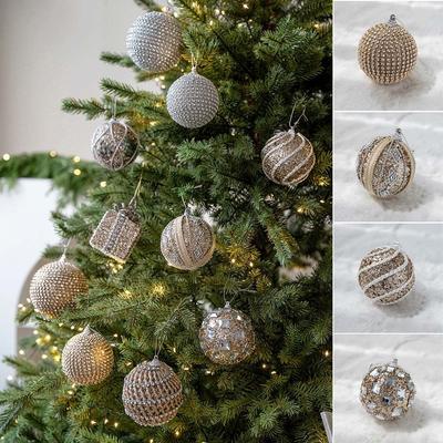 Durable Foams Christmas Tree Balls Shiny Sequin Christmas Decor 8cm Hanging Christmas Tree Pendant Christmas Party Supplies