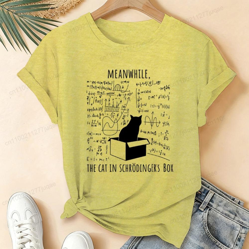

Science Cat Printed Women Tshirt Short Sleeve Tshirt Ladies Tee Shirt Top Physics Teacher Graphic T-Shirts Science Nerd Gift XXS