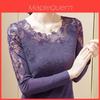 Lace Long Sleeve T Shirt With Mesh Fabric For Womens Elegant Office Wear