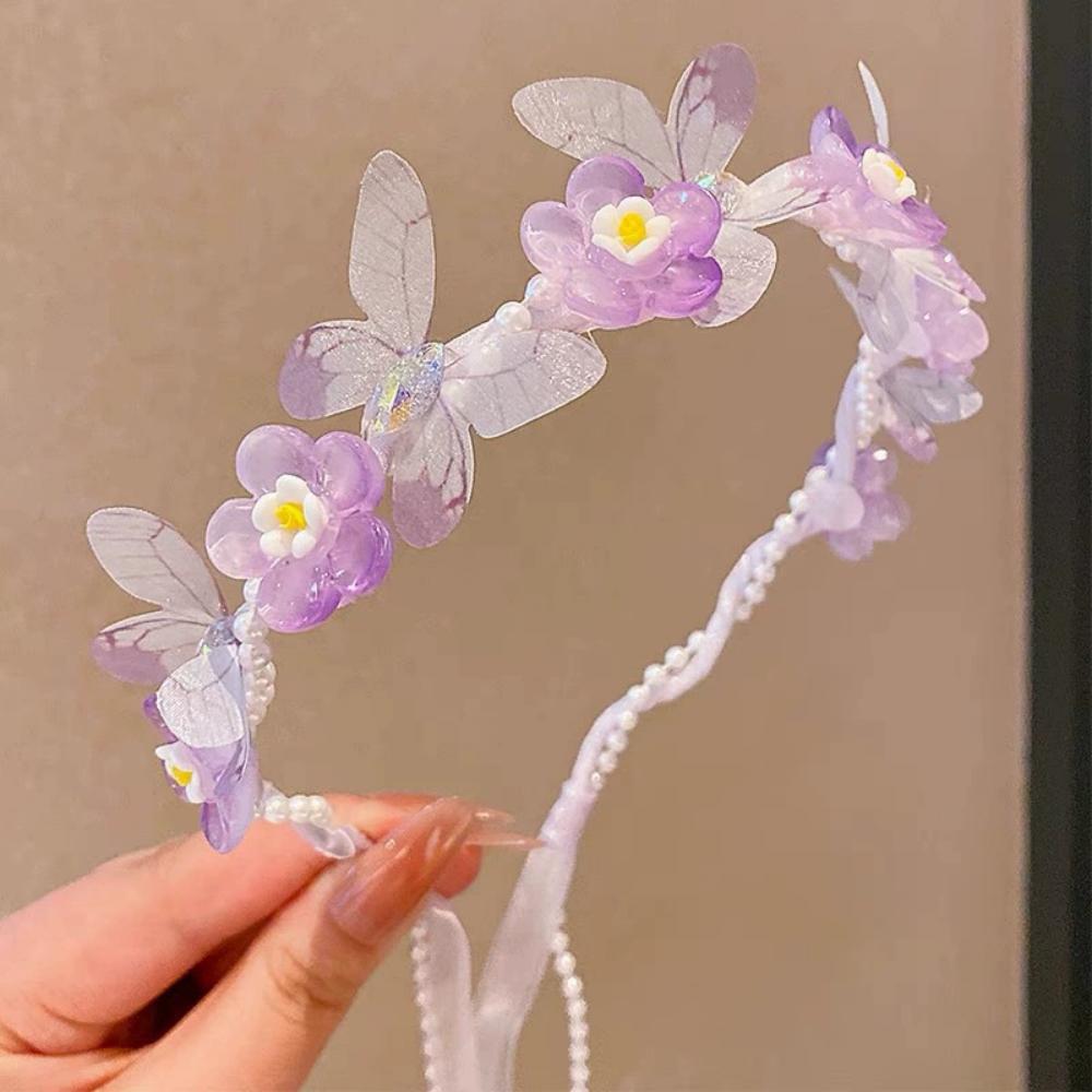 

1 Piece Blue Flower Butterfly Children s Headband, Fresh Fairy Style, Flower Girl Wedding / Birthday Party / Holiday Performance