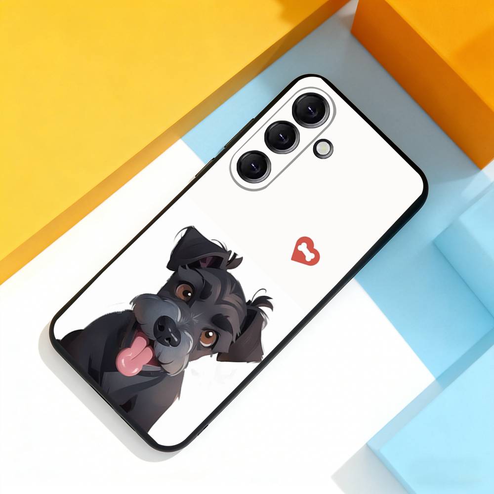Cartoon S-Schnauzer Dog Phone Case For Samsung Galaxy A 22,71,53,52,51,72,73,5G,Note,J7,8,9 Soft Black Cover
