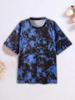 Roupas infantis Menina Camiseta Manga curta 3D Tie-Dye Print Crianças Roupas de verão Casual Desenho animado Gola redonda Roupas infantis Tops