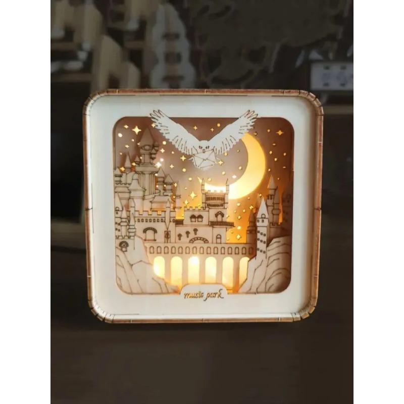 3D Holzpuzzle Nachtlicht, Holzpuzzles für Erwachsene Nachttischlampe, DIY 3D Holzpuzzles LED-Licht, Kreative Geschenke für Familie Freunde