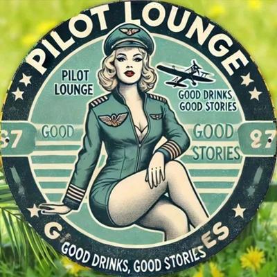 Panneau Métallique Pilote Femme Vintage Art Mural Rétro Aviation Décoration Murale Maison Cadeau