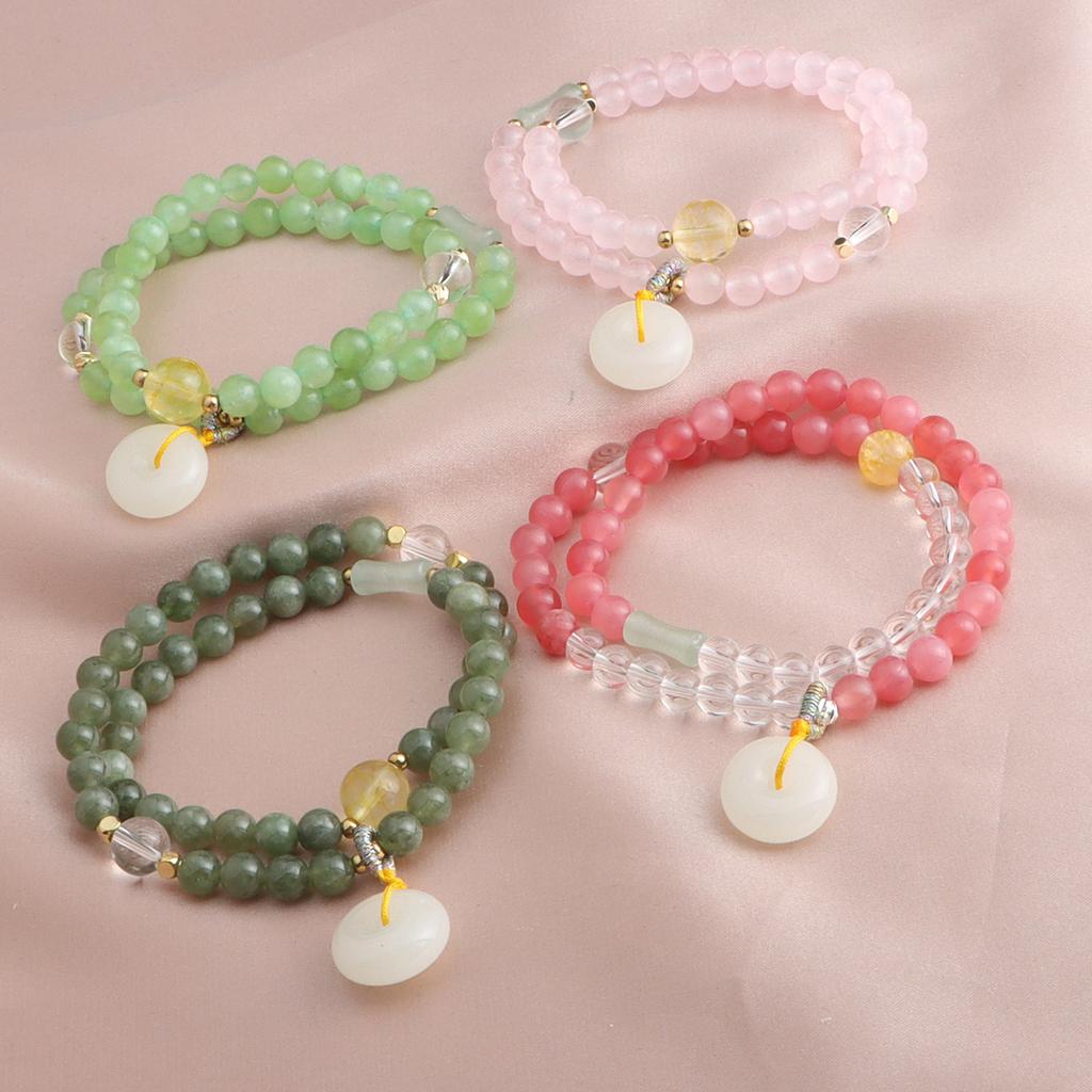 New Chinese bracelet amethyst Myanmar jade sun stone chalcedony safety buckle double circle crystal bracelet versatile bracelet