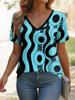 Summer Fashion V-neck Women's T-Shirts Funny 3D Print Short Sleeve Tees Daily Versatile Loose Tops Hip Hop Trend Female Clothing