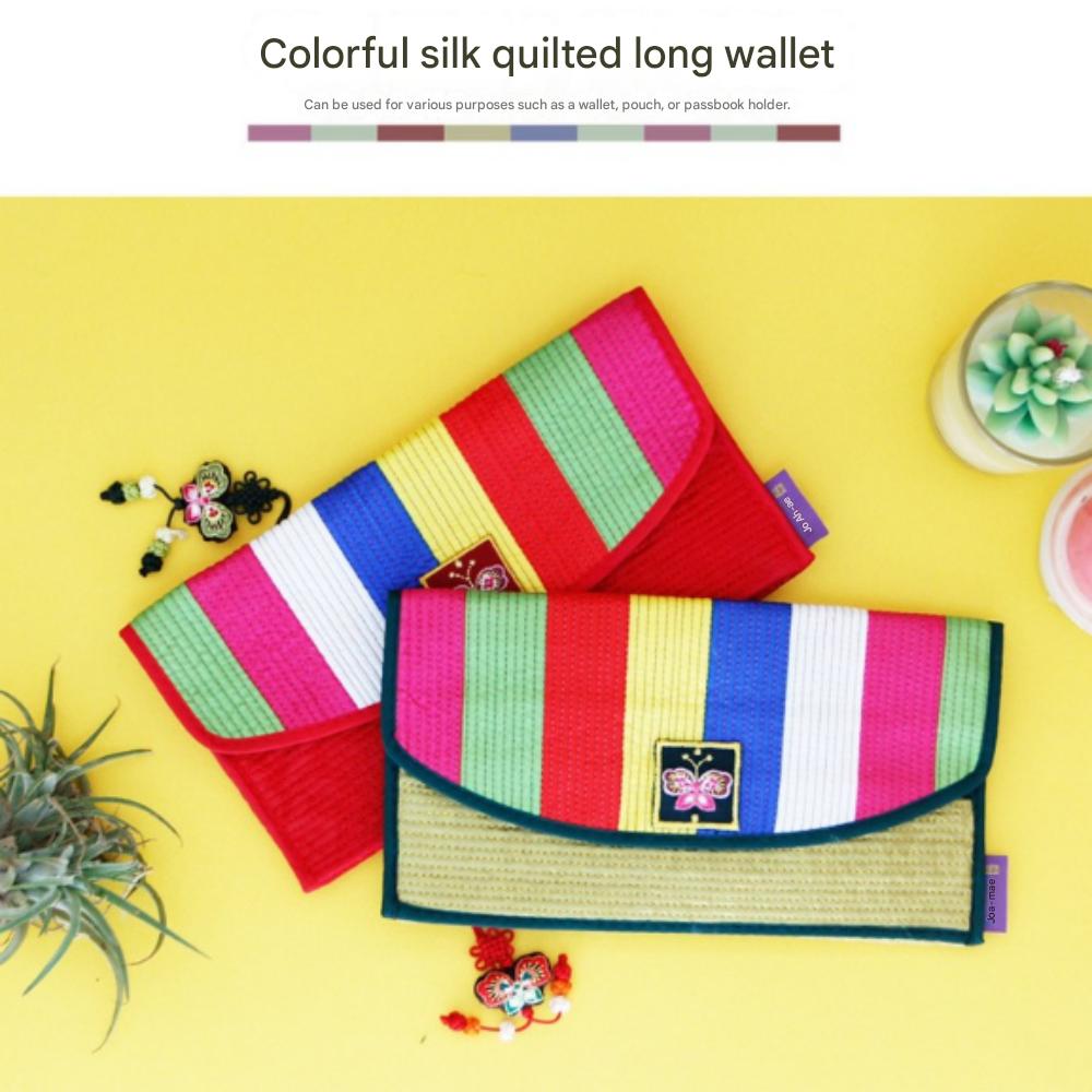Colorful Silk Korean Quilted Long Wallet