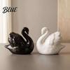 Simple Style Home Decor Ceramic Animal Figurine Modern Minimalist Swan Fox Statue for Artistic Sculpture Wedding Cake Topper Living Room,
