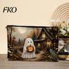 Cute Stationery Pouch Halloween Makeup Bag, Scratch Resistant Durable Canvas Storage Cartoon Ghost Pencil Case Zipper Toiletry Pouch, for Cosmetics