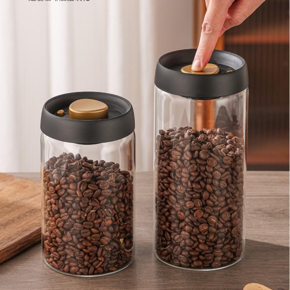 Airtight Lid Coffee Bean Storage Jar Glass Material Freshness Preservation Jar  for Coffee Storage